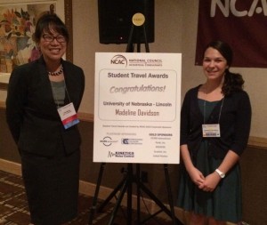 Davidson receives her award at the NCAC-sponsored student reception at ASA Jacksonville.