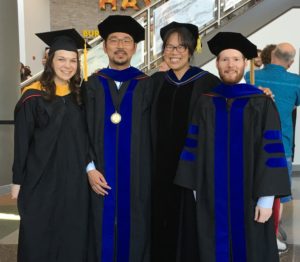 Our May 2016 graduates (from left, Madeline Davidson, Dr. Joonhee Lee, Dr. Lily Wang, and Dr. Matthew Blevins)